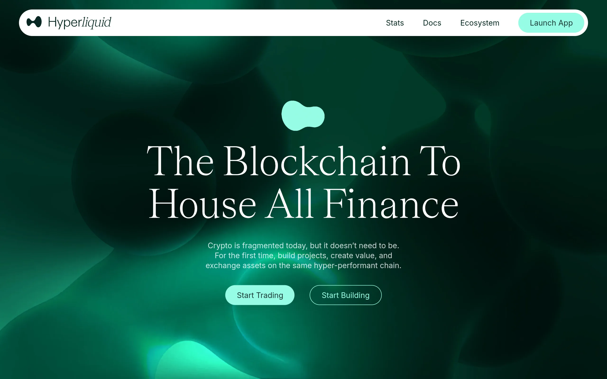 The Hyperliquid homepage — a fully transparent on-chain perpetuals order book on its own purpose-built L1.